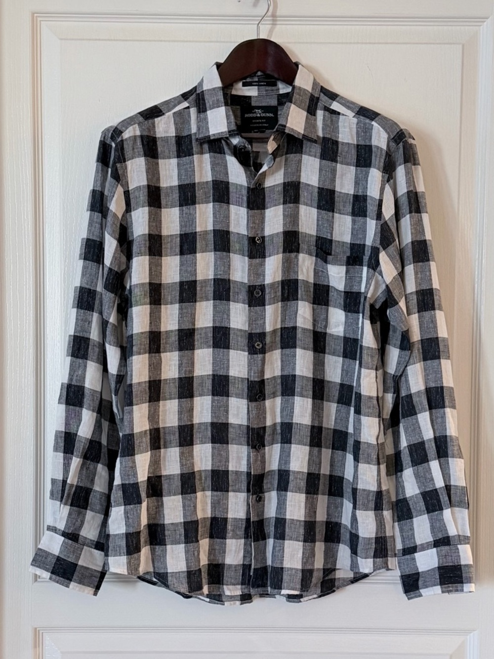 Rodd & Gunn Black and White 100% Linen Checked Button-Down Shirt